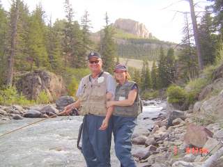 Ron and Kyla (Reichardt) Jordan 1969 AHS Alum fishing in Wyoming